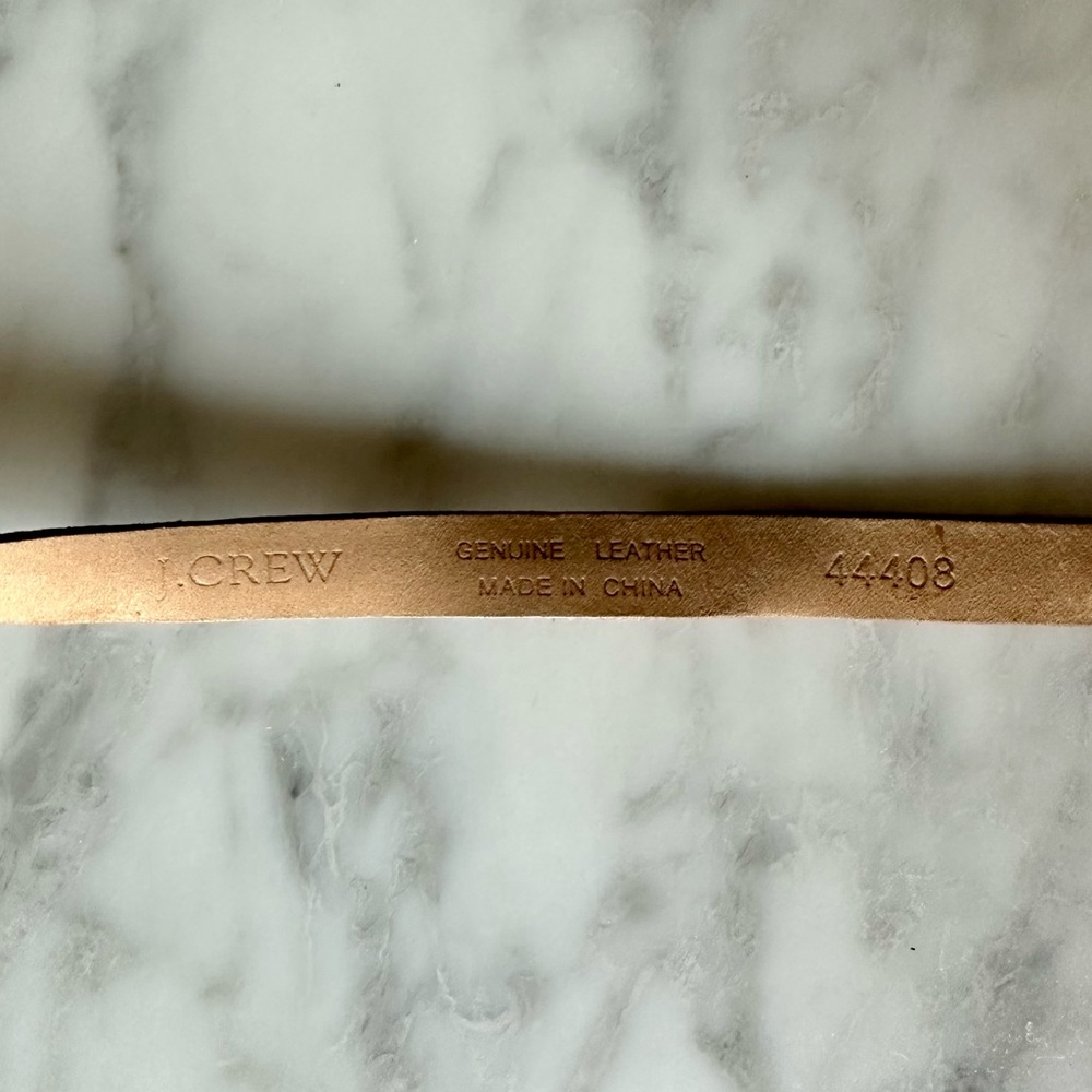 J.CREW Tan Metallic Leather Skinny Belt - Size Small - Picture 3 of 5